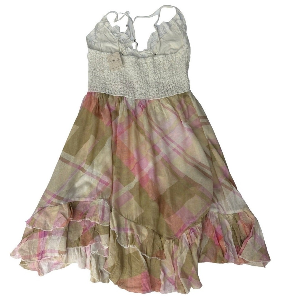 Free People Women's Adella Printed Mini Slip Soft Plaid Combo Size XL New - Picture 7 of 12